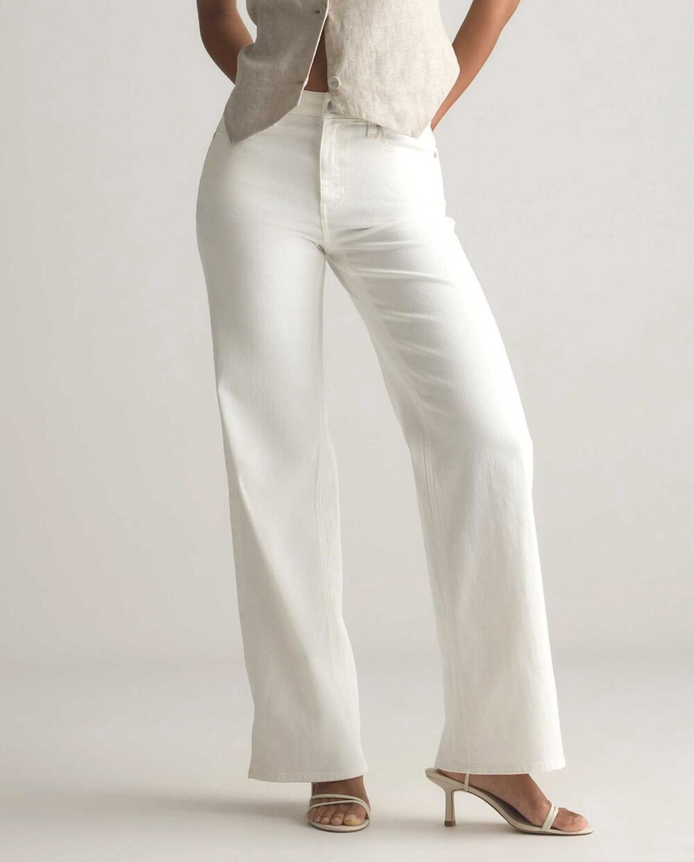 QUINCE Bella Stretch Wide Leg Jeans Cloud White Sz 29 {3Y53}